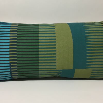 Combed Stripe Cushion - Olive, teal + turquoise