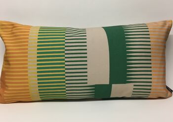 Coussin à rayures peignées - Vert bouteille, paille + moutarde - De nouveau en stock