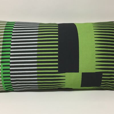 Cuscino a righe pettinate - Verde pisello, nero + grigio