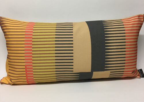 Combed Stripe Cushion - Vanilla, straw + charcoal