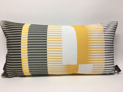 Combed Stripe Cushion - Saffron, charcoal + white ( low stock )