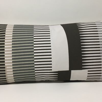 Combed Stripe Cushion - Graphite, dove + white