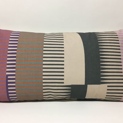 Combed Stripe Cushion - Raspberry, lilac + terracotta