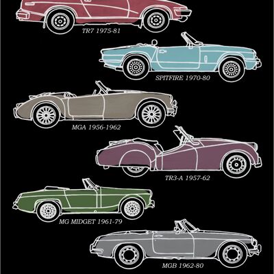 Torchon "British Classic Cars" - Noir