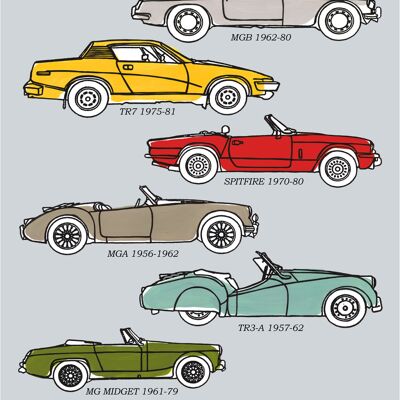 ˜British Classic Cars ˜Geschirrtuch - hellgrau