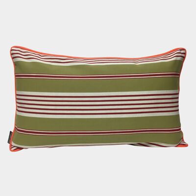 Multi Striped Cushions - khaki - Orange piping