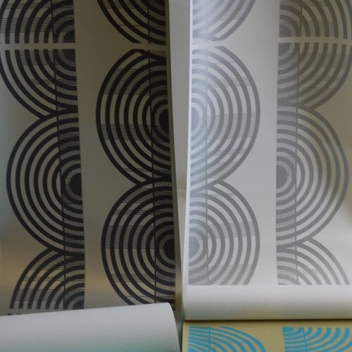 Concentric Circle Wallpaper - silver - roll