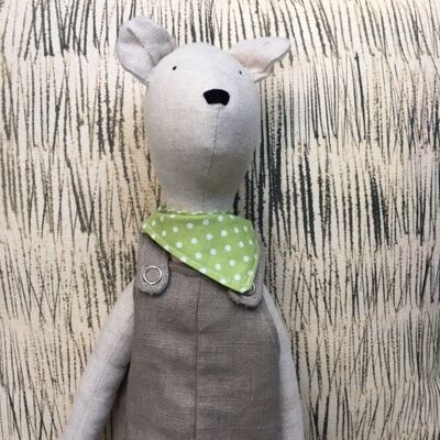 Hand Made Linen Soft Toy - Teddy