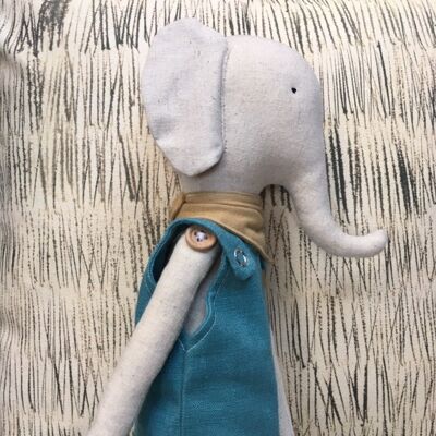 Peluche in lino fatto a mano - Elefante.
