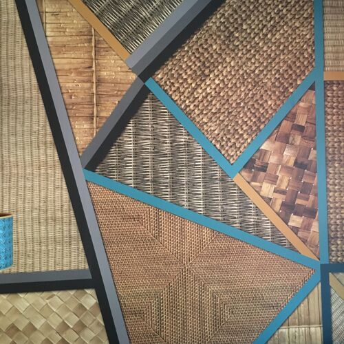 Wicker Geometric panels Turquoise + Mustard - Panel