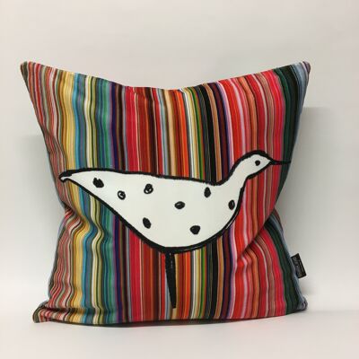 Ducks In A Row Velvet Cushion - White - cover only