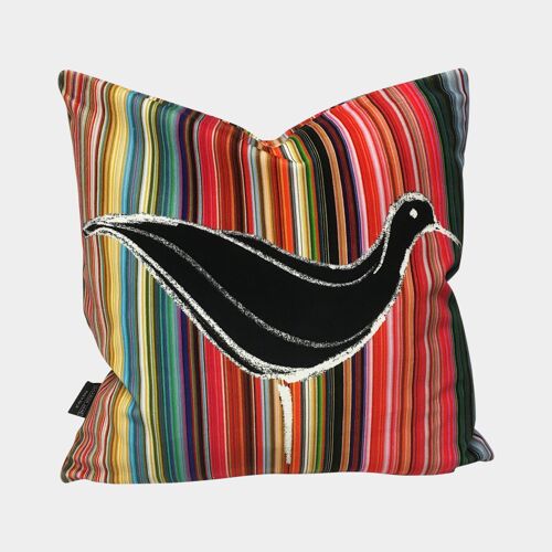 Ducks In A Row Velvet Cushion - Black - Cushion and pad
