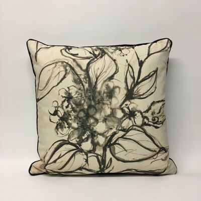 Aquatint Monochrome Floral Cushion - LAST TWO