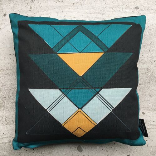 Teal Triangle Mini Cushion - Now Â£10.00
