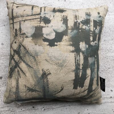 Abstract No 1 Linen Mini Cushion - Without Pom Poms