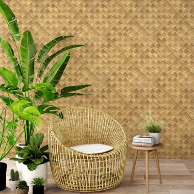 Palm Diagonal Natural Wallpaper - roll