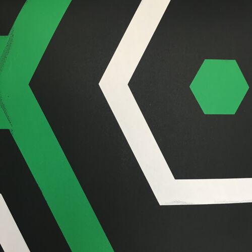 Polygon Wallpaper - black and green - roll