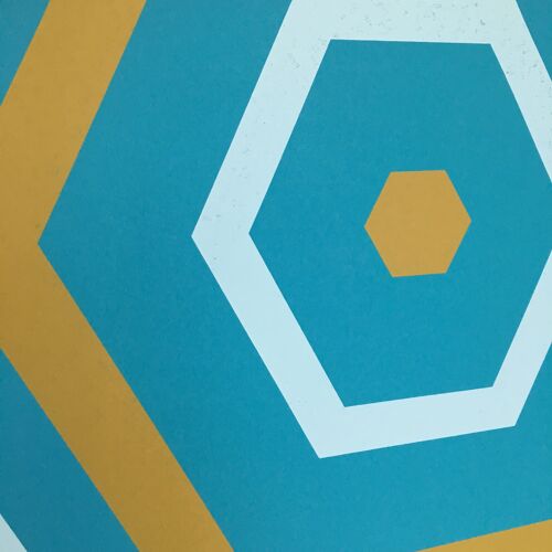 Polygon Wallpaper - olive and turquoise - sample