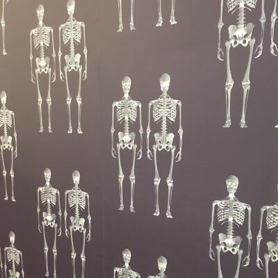 Dem Bones Wallpaper + Panels - Small Skeleton Roll - White on black