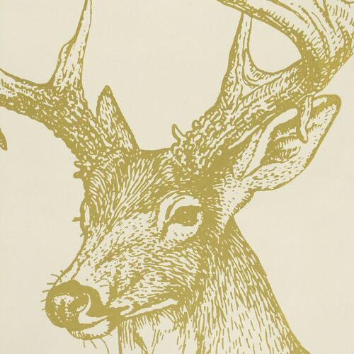 Stags Heads Wallpaper - roll - Mustard