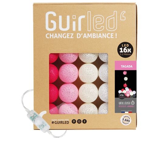 Tagada Classique  - Guirlande lumineuse boules coton LED USB - 16 boules