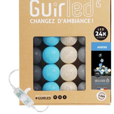Classic Avatar Light garland with USB LED cotton balls - 24 balls