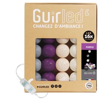 Purple Classique Guirlande lumineuse boules coton LED USB - 16 boules 1