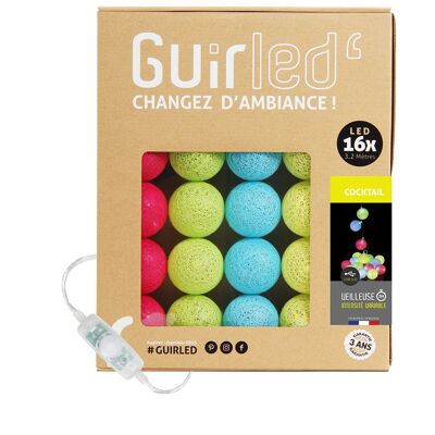 Cocktail Classique Guirlande lumineuse boules coton LED USB - 16 boules