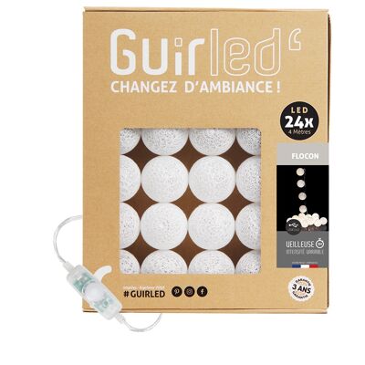 Guirnalda Snowflake Classic Light con bolas de algodón USB LED - 24 bolas