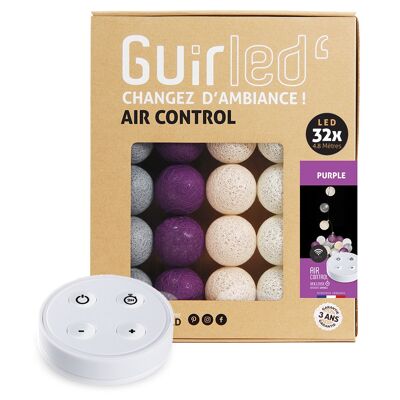 Purple Remote Control USB LED Cotton Ball Fairy Lights - 24 Balls
