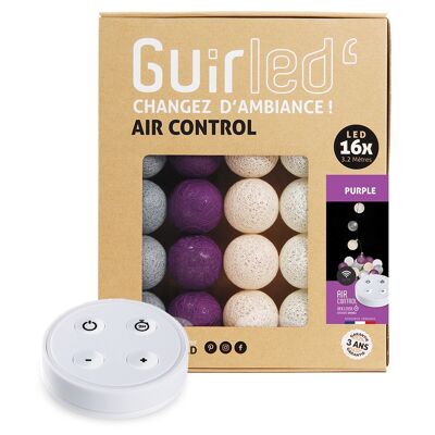 Purple Remote Control USB LED Cotton Ball Fairy Lights - 16 Balls