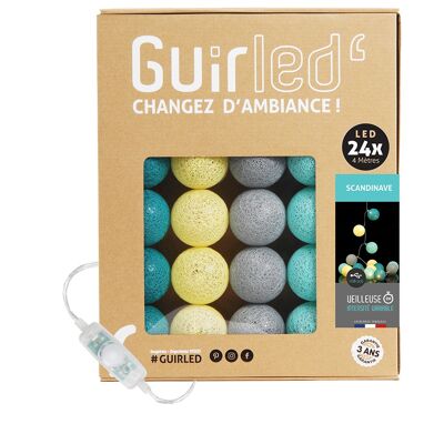Scandinave Classique Guirlande lumineuse boules coton LED USB - 24 boules