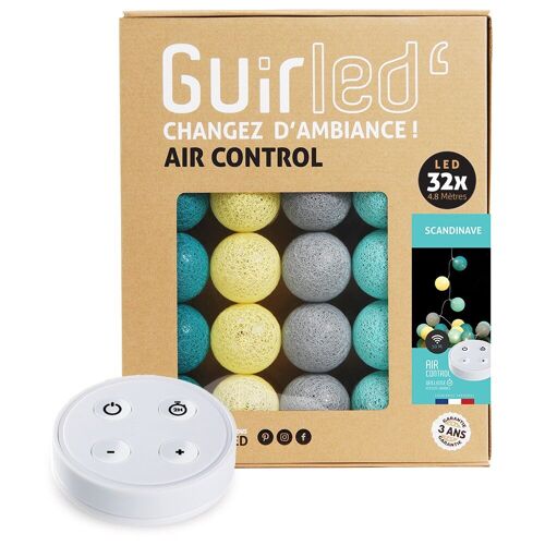 Scandinave Télécommandée Guirlande lumineuse boules coton LED USB - 24 boules
