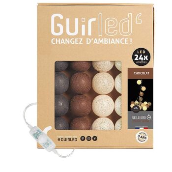 Chocolat Classique Guirlande lumineuse boules coton LED USB - 24 boules 1