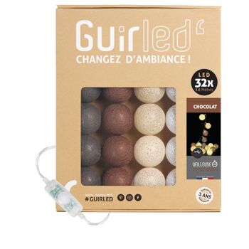 Chocolat Classique Guirlande lumineuse boules coton LED USB - 32 boules 1