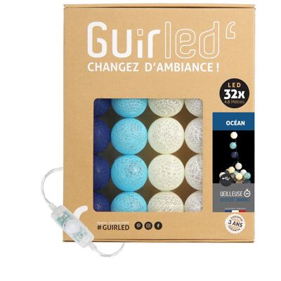 Ghirlanda luminosa a sfera di cotone LED USB Océan Classique - 32 gomitoli