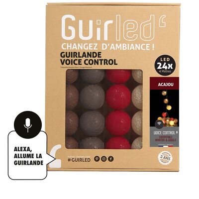 Acajou Commande Vocale Guirlande lumineuse boules coton Google & Alexa - 24 boules