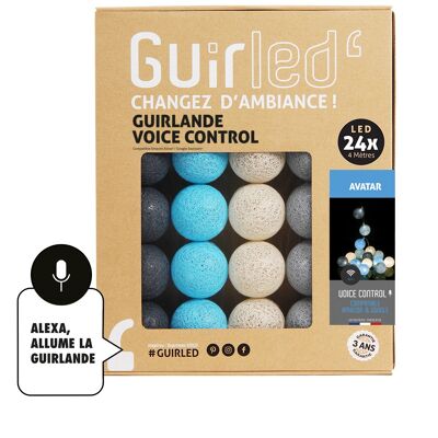 Avatar Commande Vocale Guirlande lumineuse boules coton Google & Alexa - 24 boules