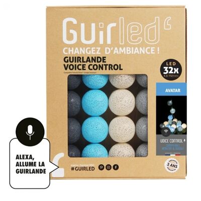 Avatar Commande Vocale Guirlande lumineuse boules coton Google & Alexa - 32 boules