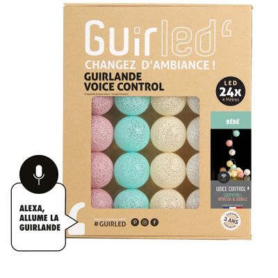 Baby Voice Command Google & Alexa cotton ball light garland - 24 balls