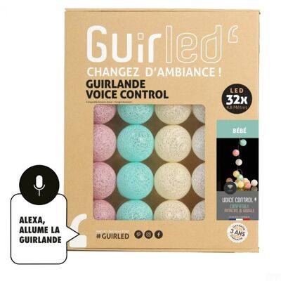 Baby Voice Command Light garland cotton balls Google & Alexa - 32 balls