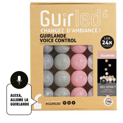 Églantine Commande Vocale Guirlande lumineuse boules coton Google & Alexa - 24 boules