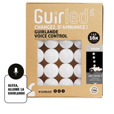 Snowflake Voice Command Google & Alexa cotton ball light garland - 16 balls