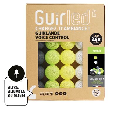 Forest Commande Vocale Guirlande lumineuse boules coton Google & Alexa - 24 boules