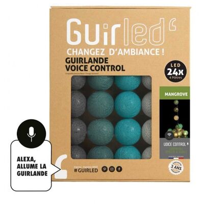 Mangrove Commande Vocale Guirlande lumineuse boules coton Google & Alexa - 24 boules