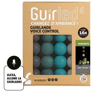 Mangrove Commande Vocale Guirlande lumineuse boules coton Google & Alexa - 16 boules 1