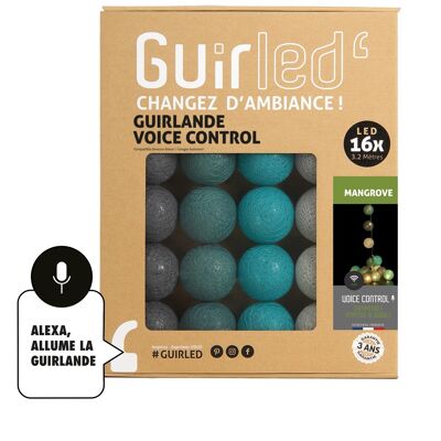 Mangrove Commande Vocale Guirlande lumineuse boules coton Google & Alexa - 16 boules
