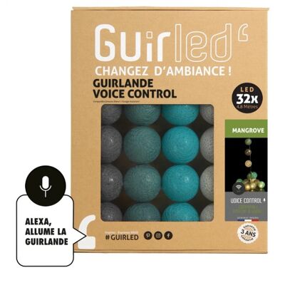 Mangrove Voice Command Google & Alexa bola de algodón guirnalda ligera - 32 bolas