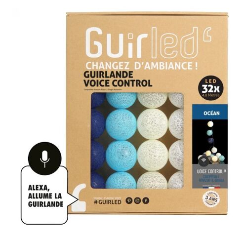 Océan Commande Vocale Guirlande lumineuse boules coton Google & Alexa - 32 boules