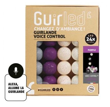 Purple Commande Vocale Guirlande lumineuse boules coton Google & Alexa - 24 boules 1